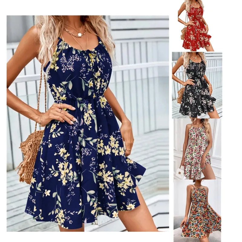 Women'S Strap Dress Vacation Strap Sleeveless Flower Above Knee Park Daily Lawn