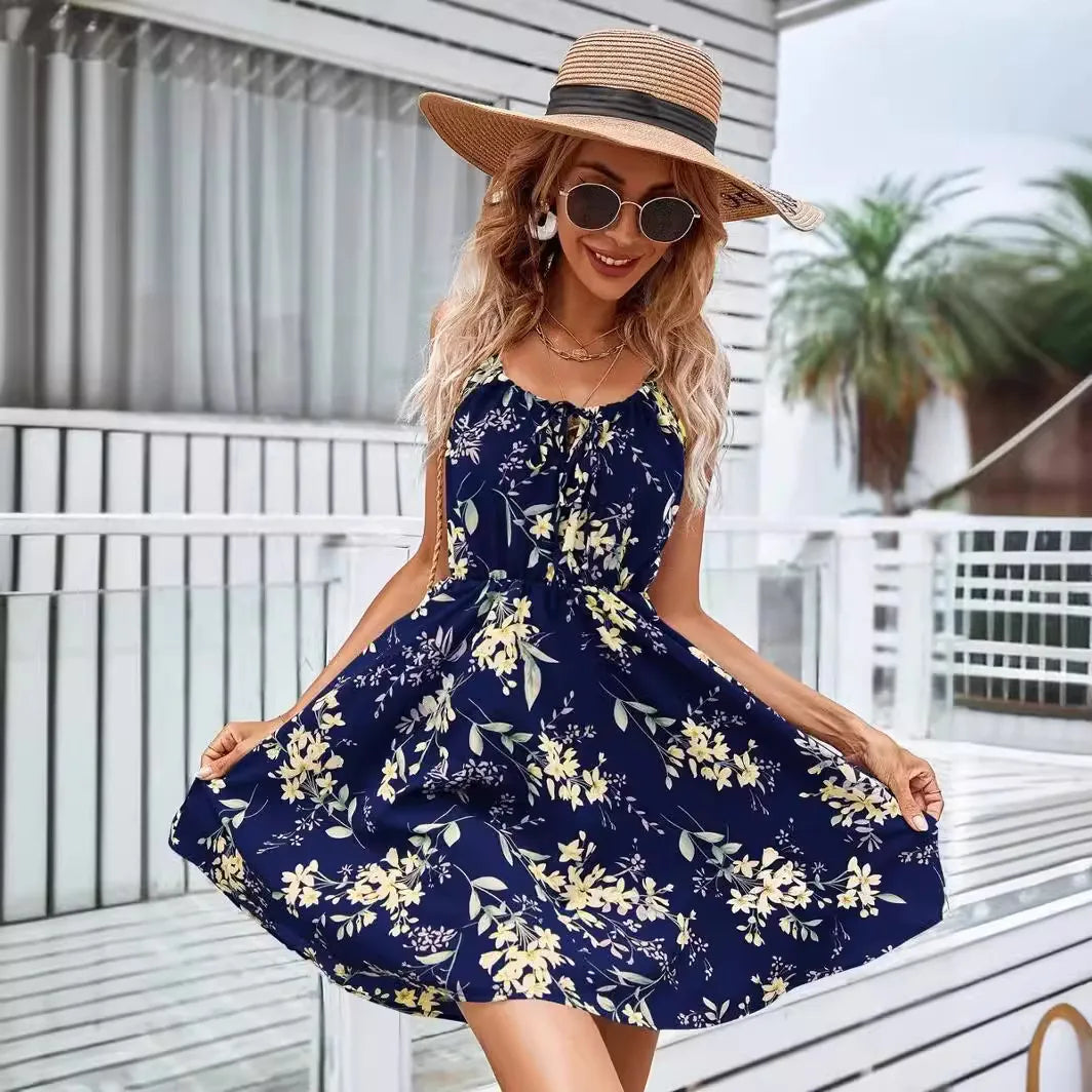 Women'S Strap Dress Vacation Strap Sleeveless Flower Above Knee Park Daily Lawn