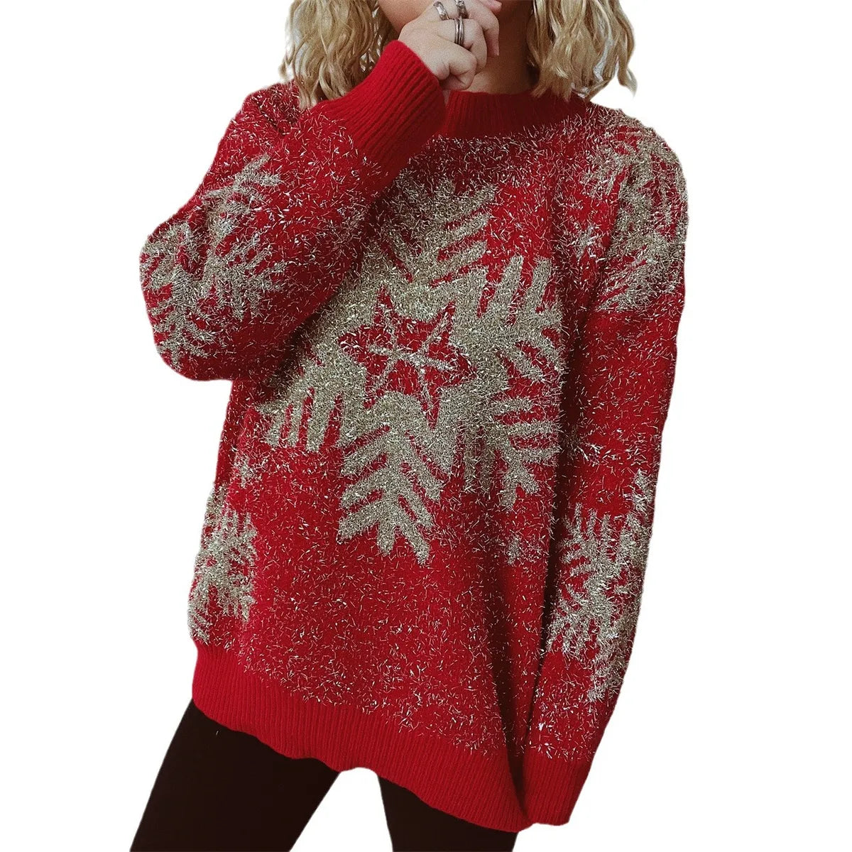 Women'S Sweater Long Sleeve Sweaters & Cardigans Jacquard Streetwear Snowflake Elk