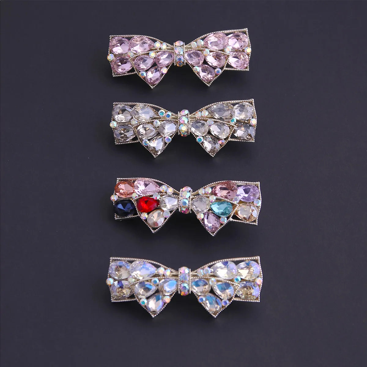 Women'S Sweet Bow Knot Alloy Inlay Crystal Rhinestones Hair Clip