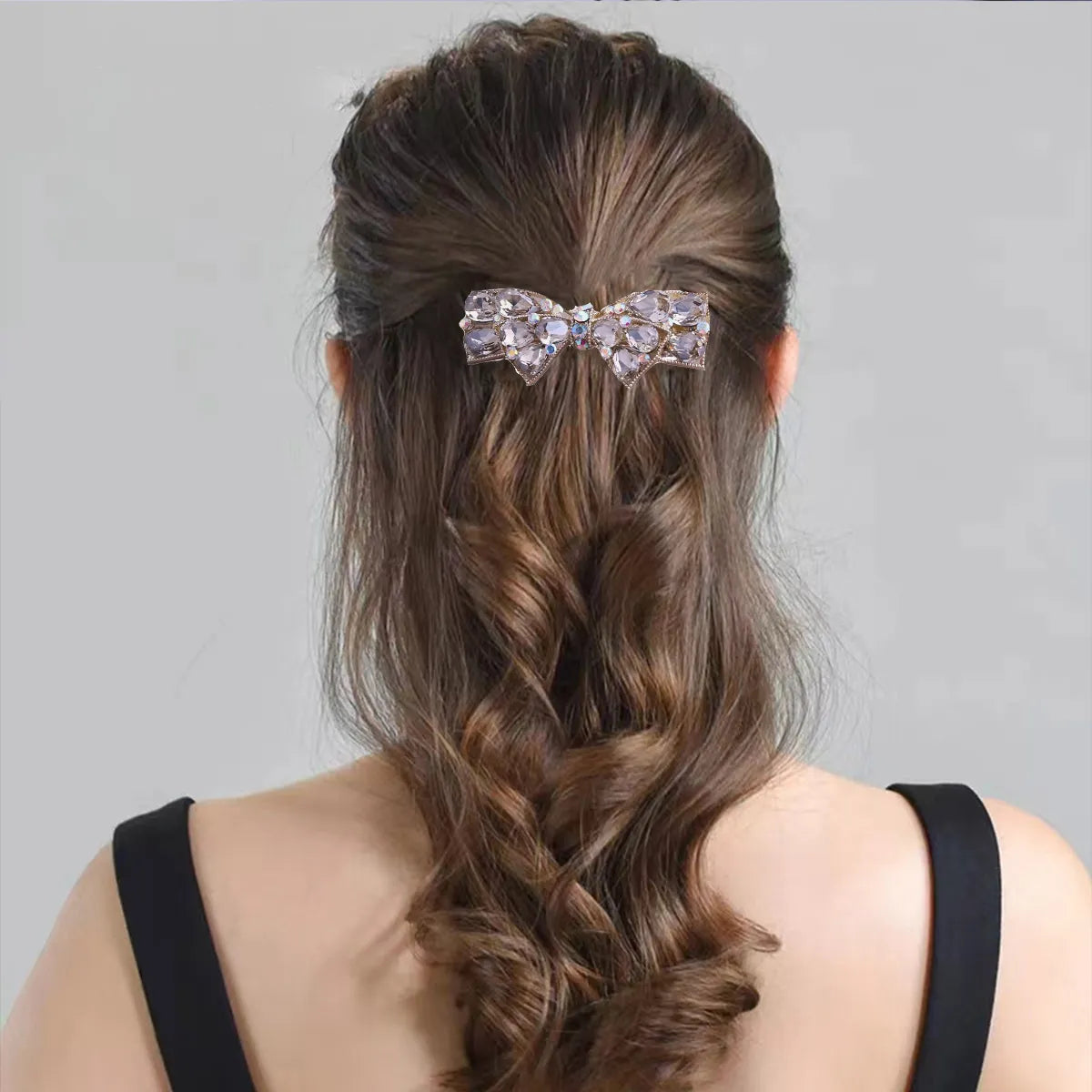 Women'S Sweet Bow Knot Alloy Inlay Crystal Rhinestones Hair Clip