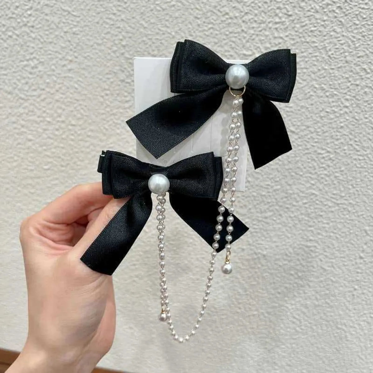 Women'S Sweet Bow Knot Cloth Beaded Hair Clip