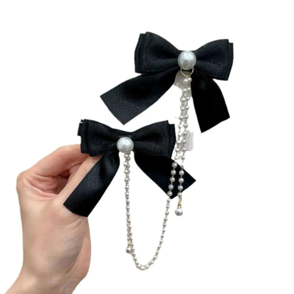 Women'S Sweet Bow Knot Cloth Beaded Hair Clip