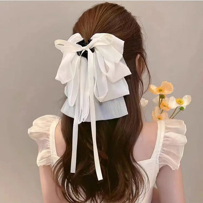 Women'S Sweet Bow Knot Cloth Gauze Tassel Hair Clip Hair Claws