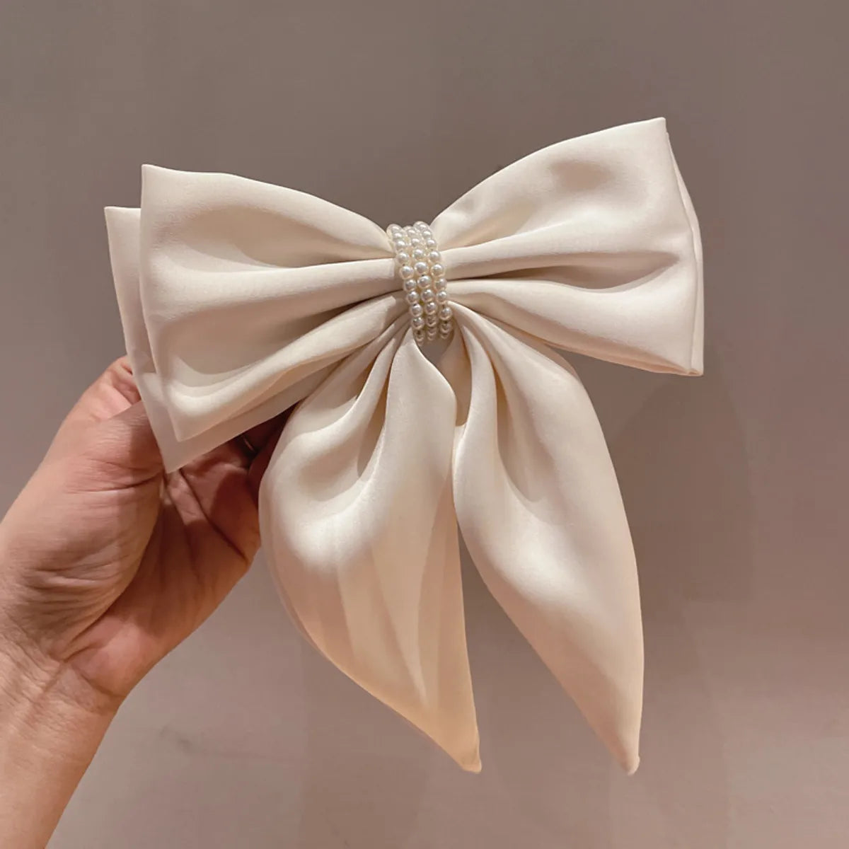 Women'S Sweet Bow Knot Cloth Pearl Hair Clip