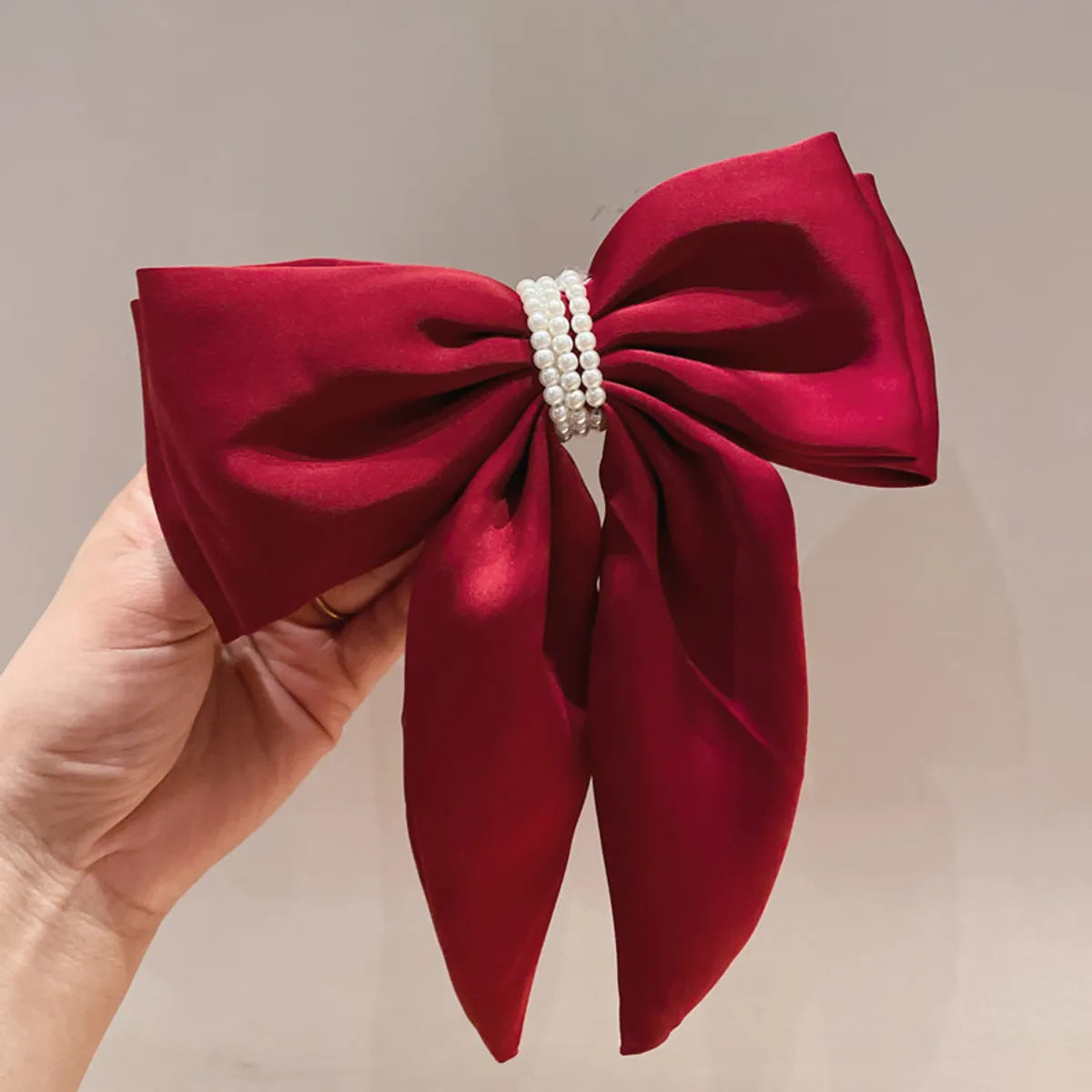 Women'S Sweet Bow Knot Cloth Pearl Hair Clip