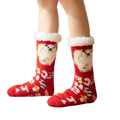 Women'S Sweet Cartoon Snowman Polyacrylonitrile Fiber Crew Socks A Pair