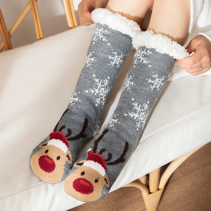 Women'S Sweet Cartoon Snowman Polyacrylonitrile Fiber Crew Socks A Pair