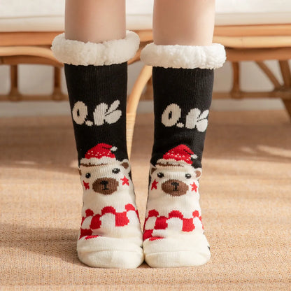 Women'S Sweet Cartoon Snowman Polyacrylonitrile Fiber Crew Socks A Pair