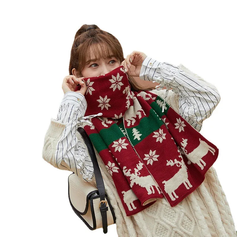 Women'S Sweet Deer Knit Embroidery Winter Scarves