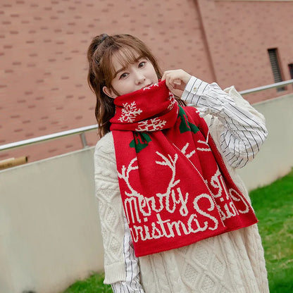 Women'S Sweet Deer Knit Embroidery Winter Scarves