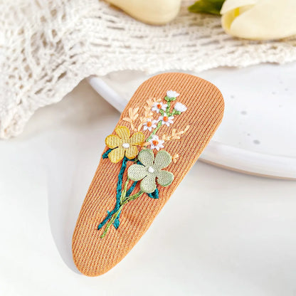 Women'S Sweet Flower Cloth Appliques Hair Clip