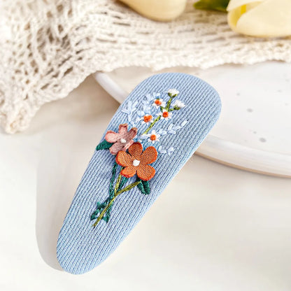 Women'S Sweet Flower Cloth Appliques Hair Clip