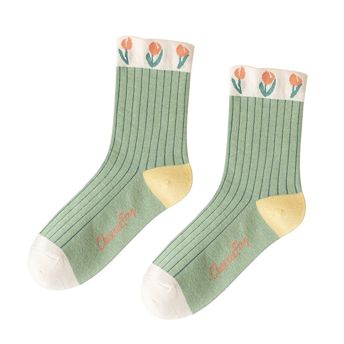 Women'S Sweet Flower Cotton Crew Socks A Pair