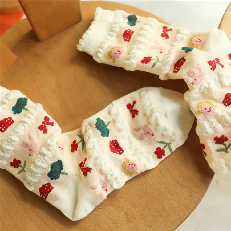 Women'S Sweet Flower Cotton Crew Socks A Pair