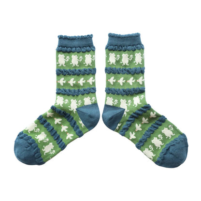 Women'S Sweet Flower Cotton Crew Socks A Pair