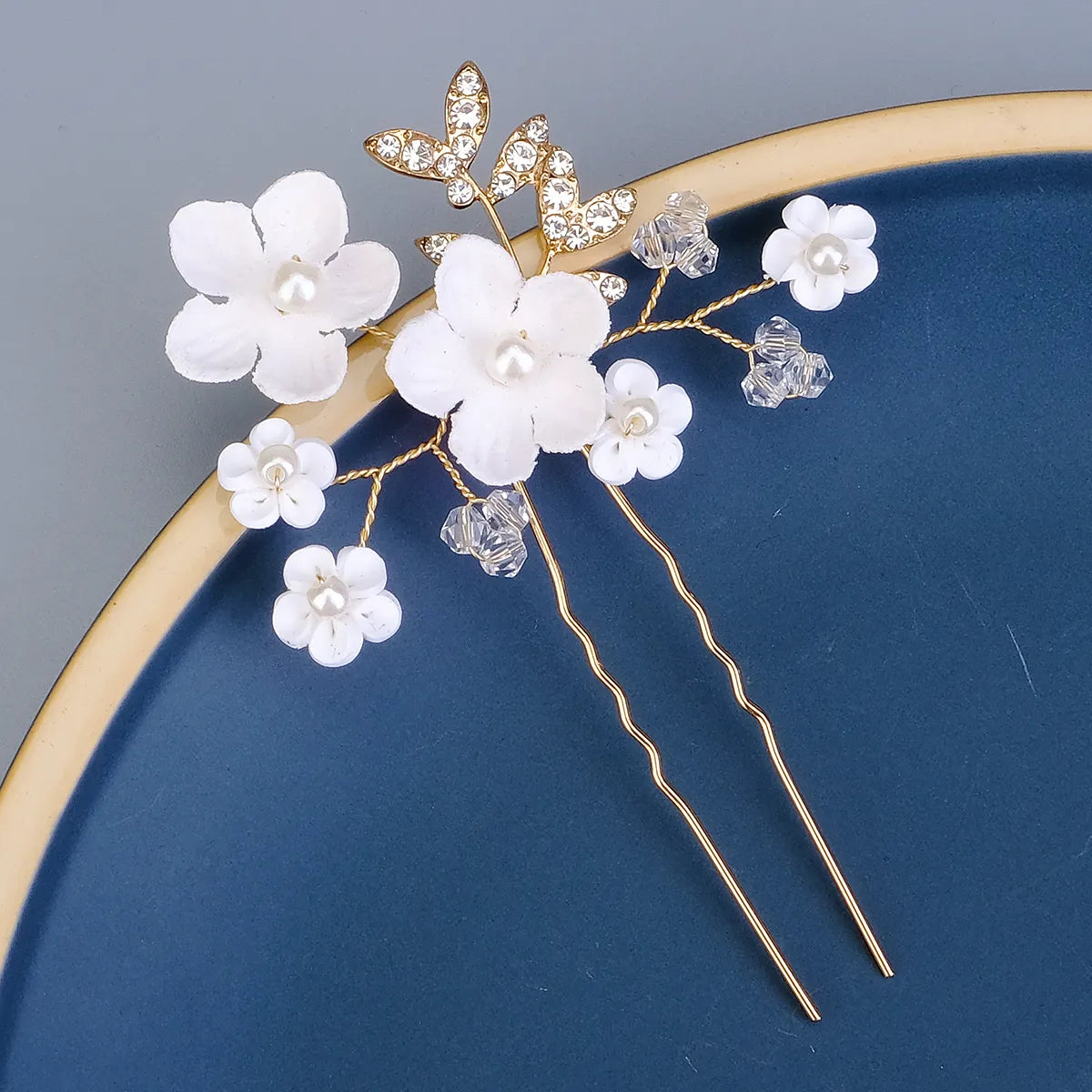 Women'S Sweet Flower Imitation Pearl Soft Clay Plating Inlay Artificial Pearls Hairpin