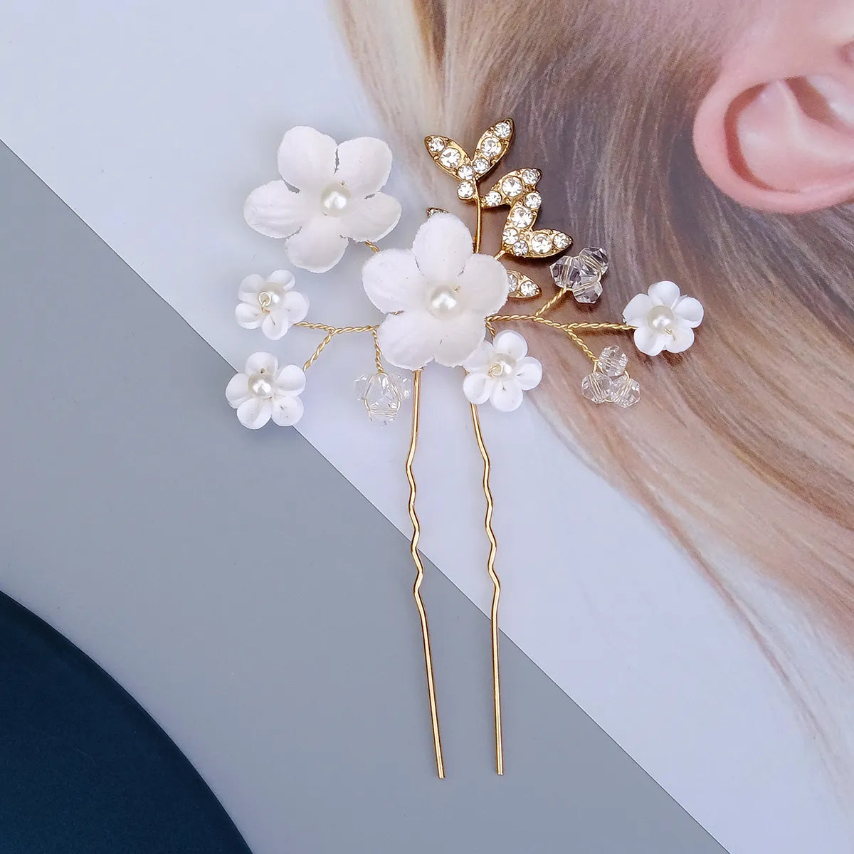 Women'S Sweet Flower Imitation Pearl Soft Clay Plating Inlay Artificial Pearls Hairpin