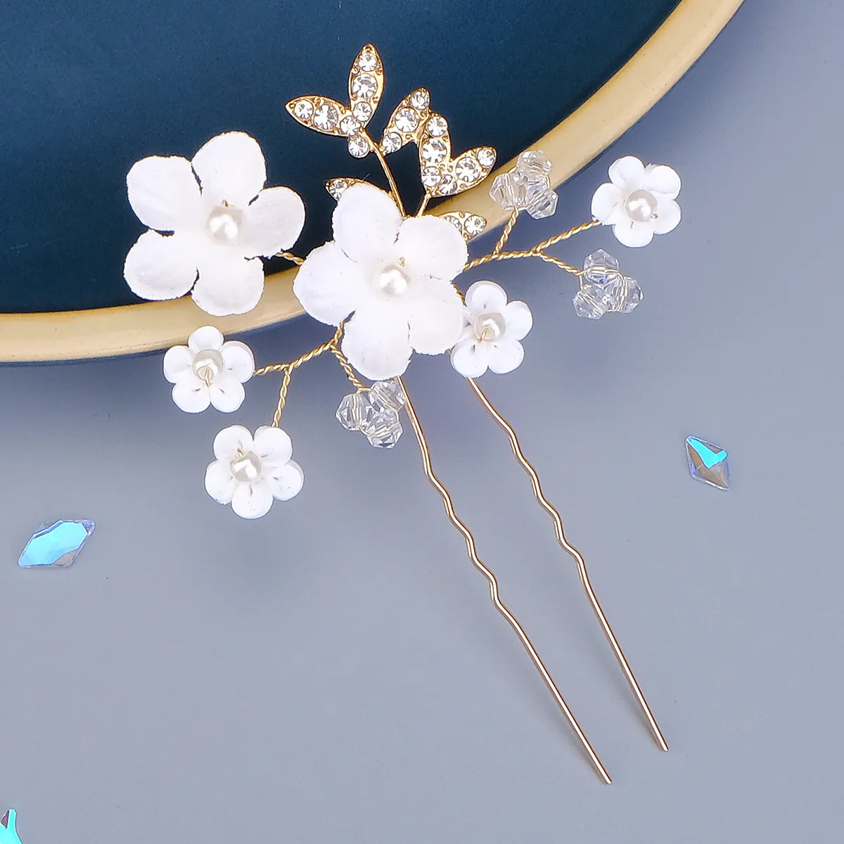 Women'S Sweet Flower Imitation Pearl Soft Clay Plating Inlay Artificial Pearls Hairpin