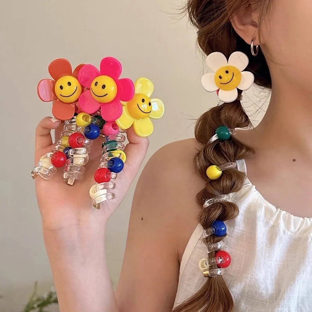 Women'S Sweet Flower Plastic Hair Tie