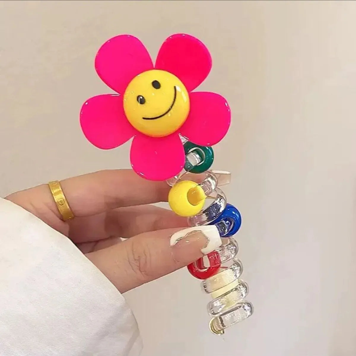 Women'S Sweet Flower Plastic Hair Tie