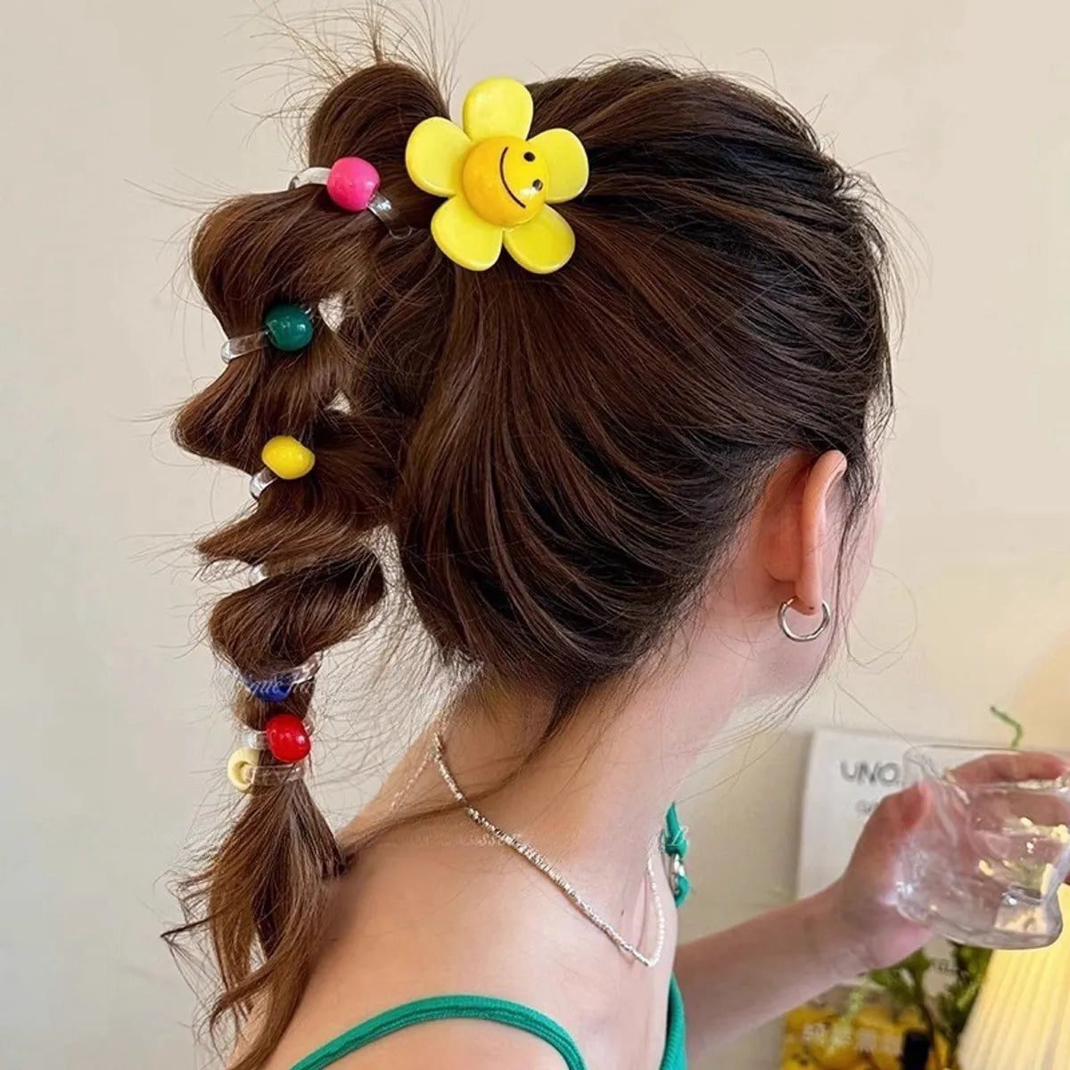 Women'S Sweet Flower Plastic Hair Tie