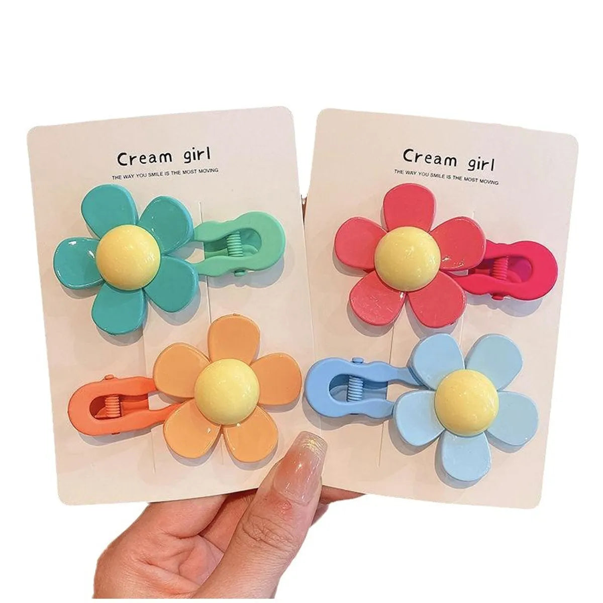 Women'S Sweet Flower Plastic Handmade Hair Clip