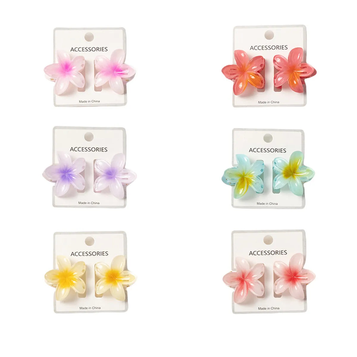 Women'S Sweet Flower Plastic Resin Stoving Varnish Hair Claws