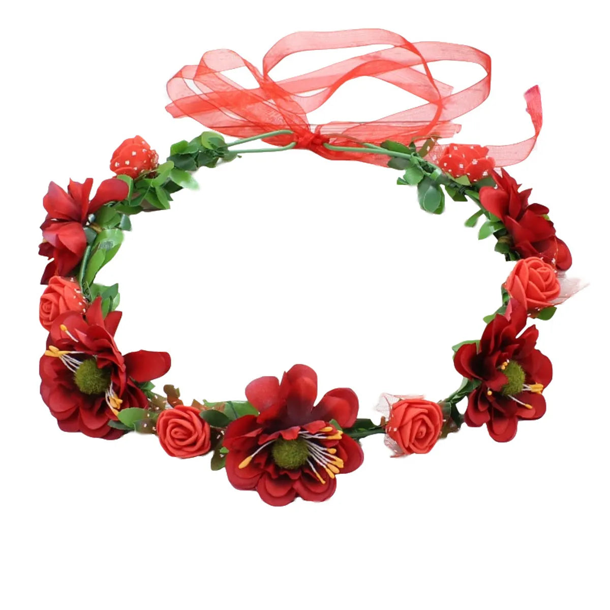 Women'S Sweet Flower Plastic Wreath