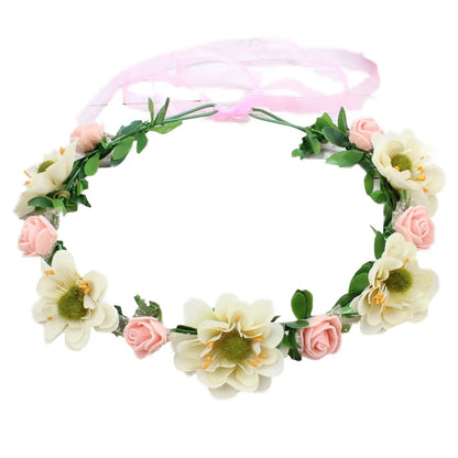 Women'S Sweet Flower Plastic Wreath