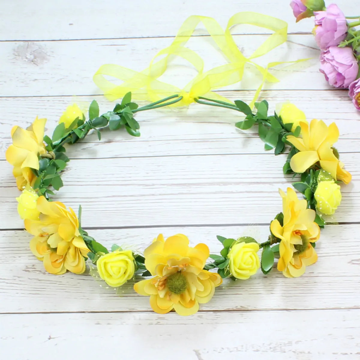 Women'S Sweet Flower Plastic Wreath