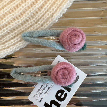 Women'S Sweet Flower Yarn Hair Clip