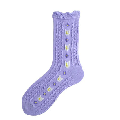 Women'S Sweet Heart Shape Cotton Jacquard Crew Socks A Pair