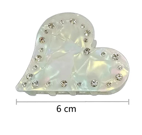 Women'S Sweet Heart Shape Plastic Rhinestone Hair Claws