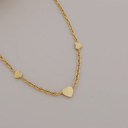 Women's Sweet Heart Shape Stainless Steel Necklace Plating Zircon Stainless Steel Necklaces