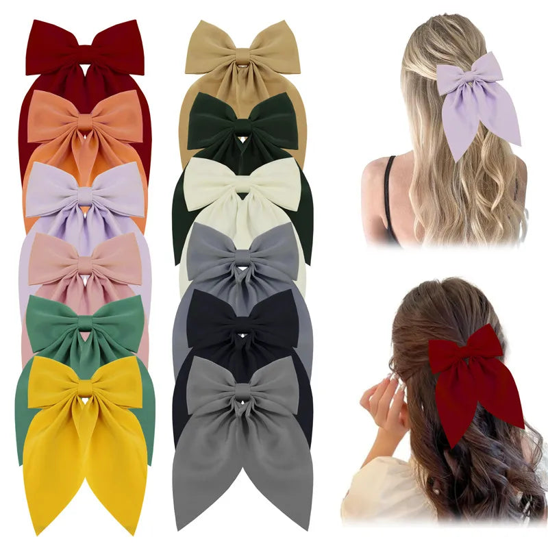 Women'S Sweet Korean Style Bow Knot Polyester Hair Clip