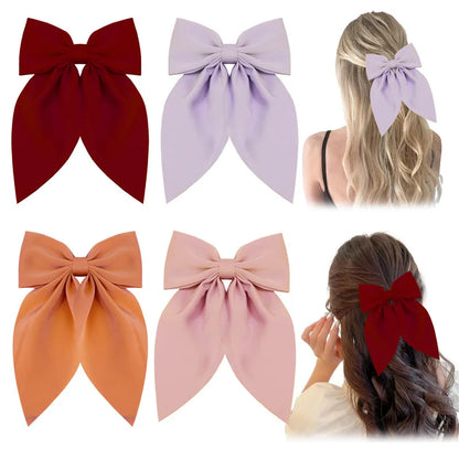 Women'S Sweet Korean Style Bow Knot Polyester Hair Clip