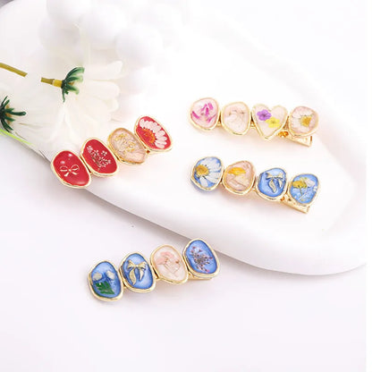 Women'S Sweet Korean Style Flower Alloy Hair Clip