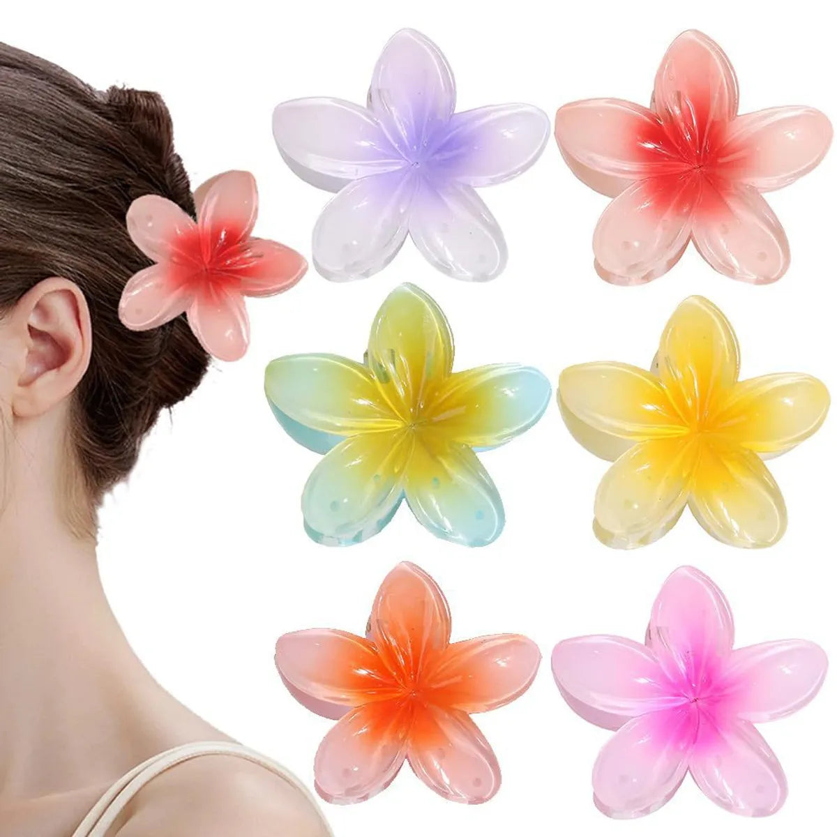 Women'S Sweet Korean Style Flower Plastic Metal Stoving Varnish Hair Claws