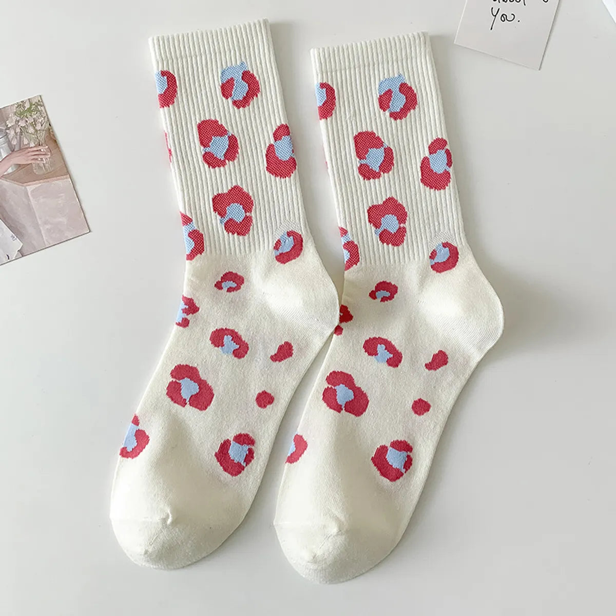 Women'S Sweet Letter Heart Shape Cotton Crew Socks A Pair