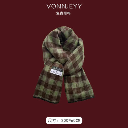 Women'S Sweet Letter Plaid Elk Imitation Cashmere Winter Scarves