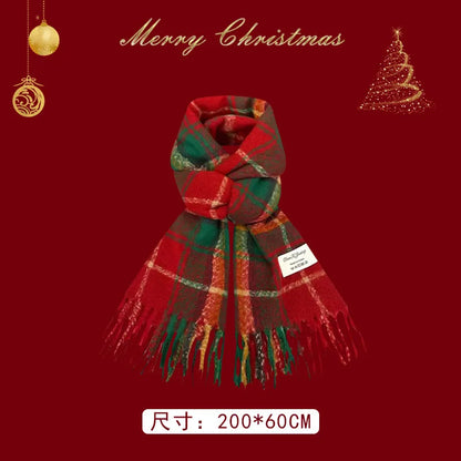 Women'S Sweet Letter Plaid Elk Imitation Cashmere Winter Scarves