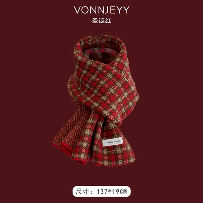 Women'S Sweet Letter Plaid Elk Imitation Cashmere Winter Scarves