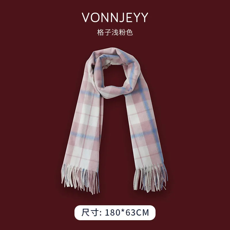 Women'S Sweet Letter Plaid Elk Imitation Cashmere Winter Scarves