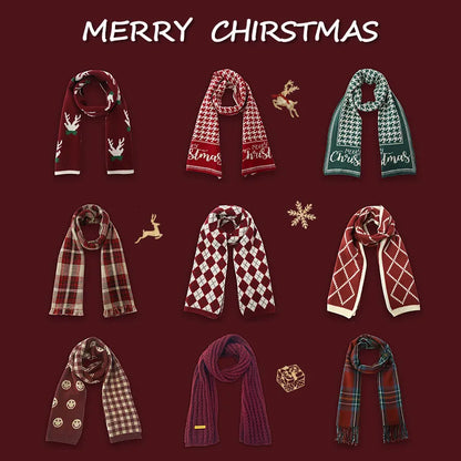 Women'S Sweet Letter Plaid Elk Imitation Cashmere Winter Scarves