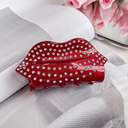 Women'S Sweet Lips Heart Shape Acetic Acid Sheets Hair Claws