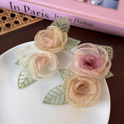 Women'S Sweet Pastoral Flower Gauze Hair Clip