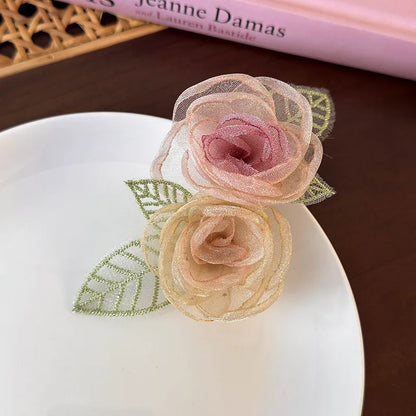 Women'S Sweet Pastoral Flower Gauze Hair Clip