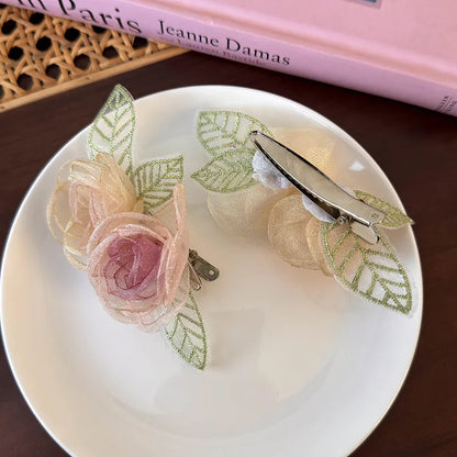 Women'S Sweet Pastoral Flower Gauze Hair Clip