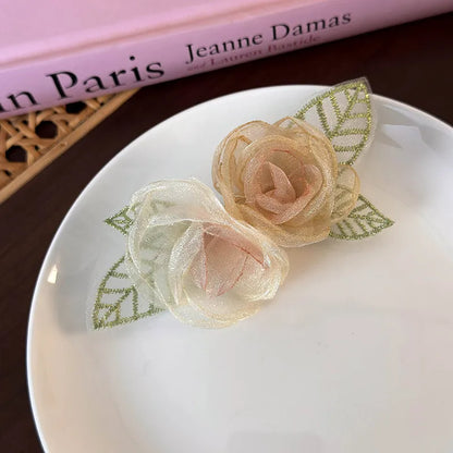 Women'S Sweet Pastoral Flower Gauze Hair Clip